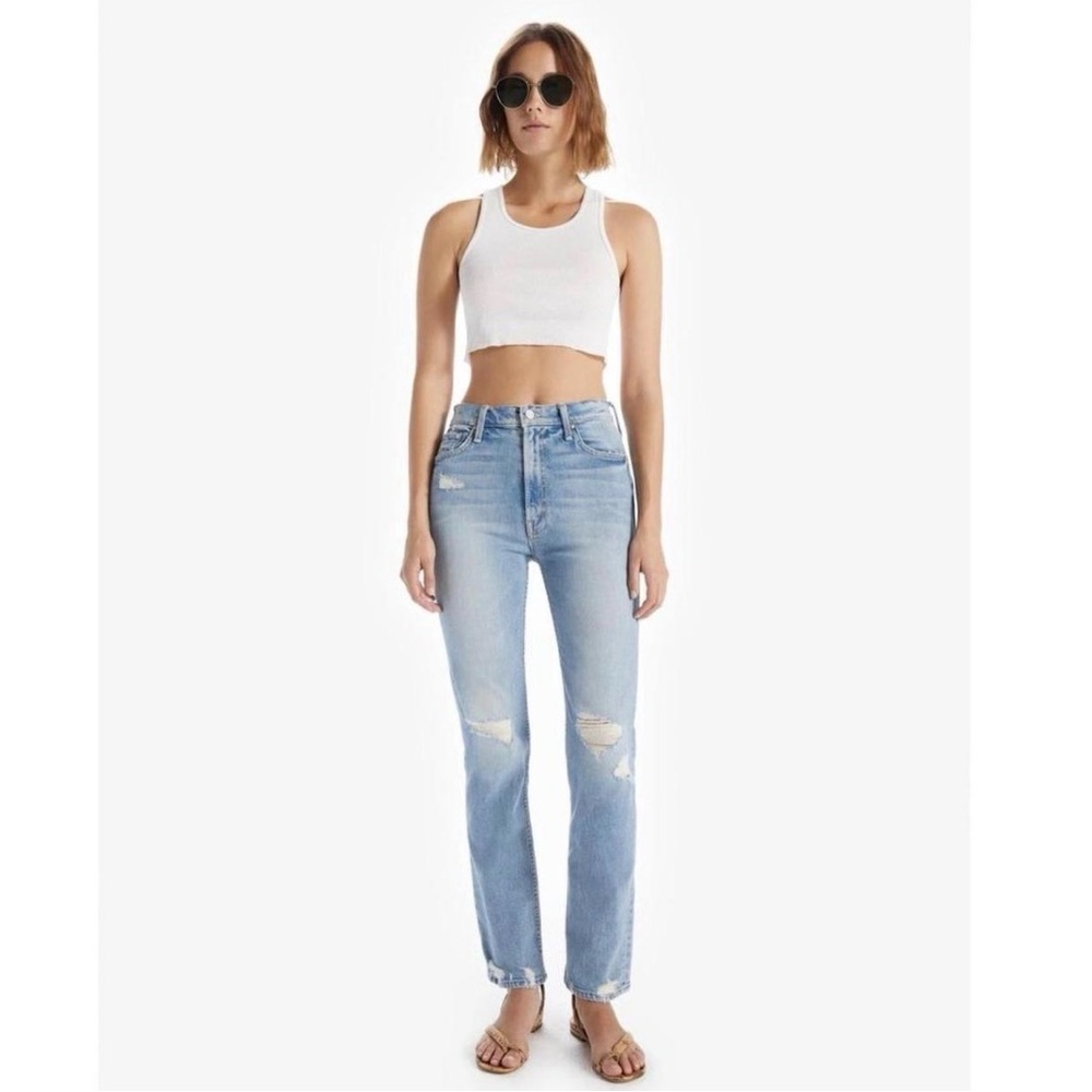 MOTHER Light Blue Distressed Jeans